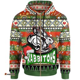 south sydney rabbitohs hoodie - custom xmas south sydney rabbitohs balls, snowflake with aboriginal inspired patterns hoodie