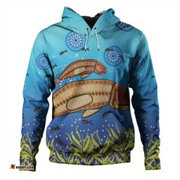 australia aboriginal hoodie - mother and baby dugong aboriginal art inspired hoodie