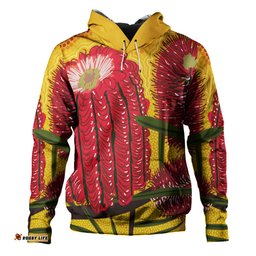 australia aboriginal hoodie - aboriginal dot art of australian native banksia flower hoodie