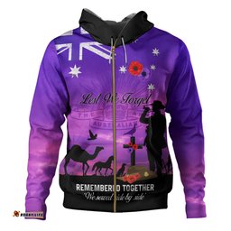 australia anzac day hoodie - anzac day we served side by side hoodie