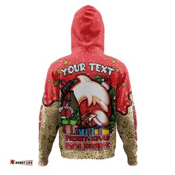 redcliffe dolphins christmas custom hoodie - merry christmas our beloved team with aboriginal dot art pattern hoodie
