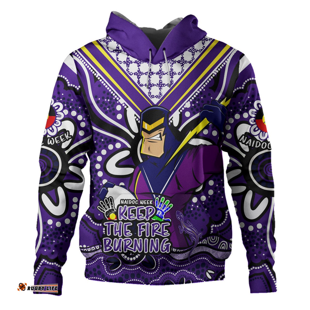 melbourne storm hoodie aboriginal inspired naidoc week custom for die hard fan supporters