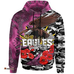 manly warringah sea eagles anzac custom hoodie - manly warringah sea eagles aboriginal inspired with poppy flower hoodie