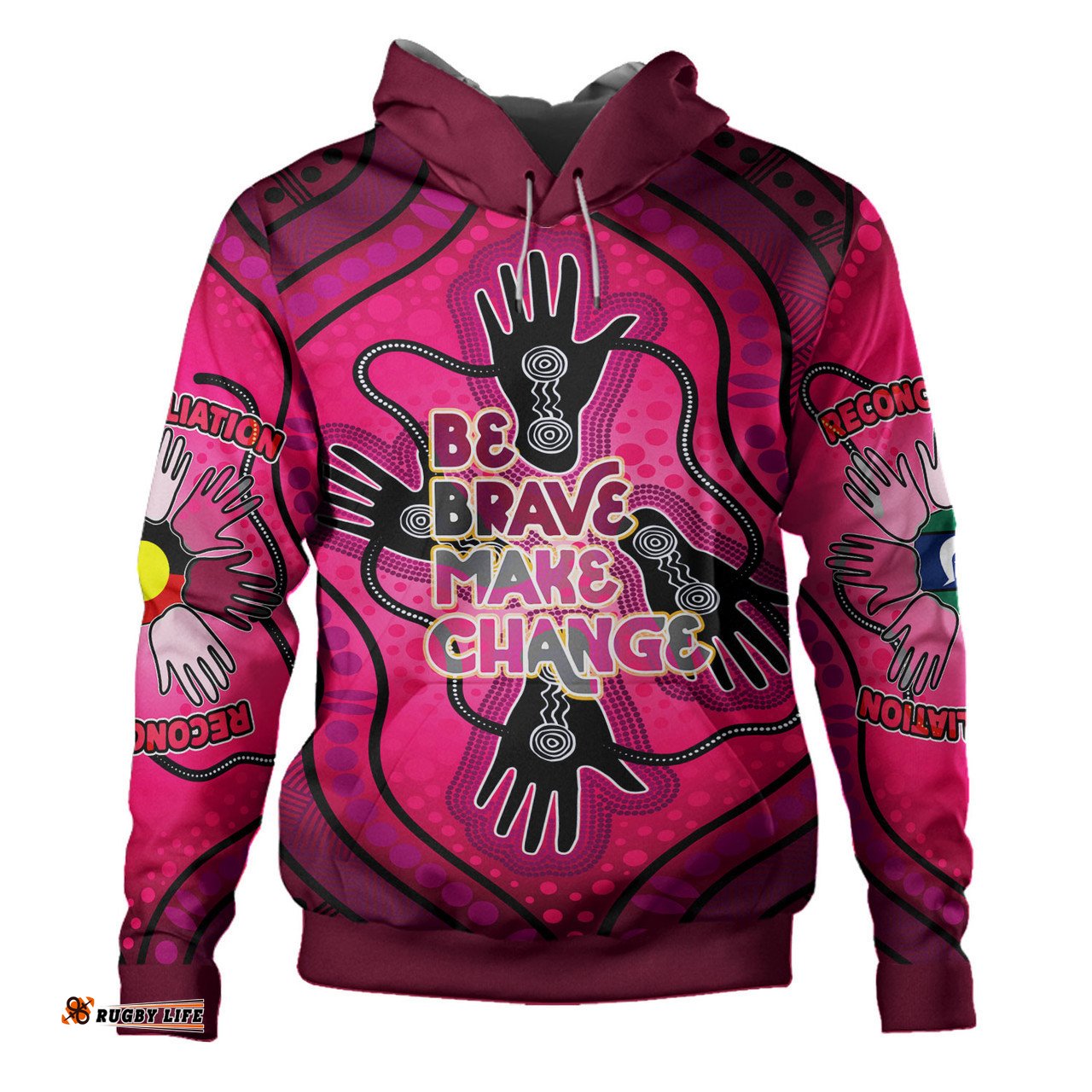 australia national reconciliation week custom hoodie - celebrate indigenous history & culture "be brave. make change" hoodie