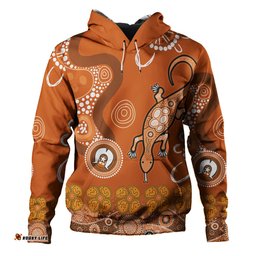 australia goanna aboriginal hoodie - indigenous dot goanna (orange) hoodie