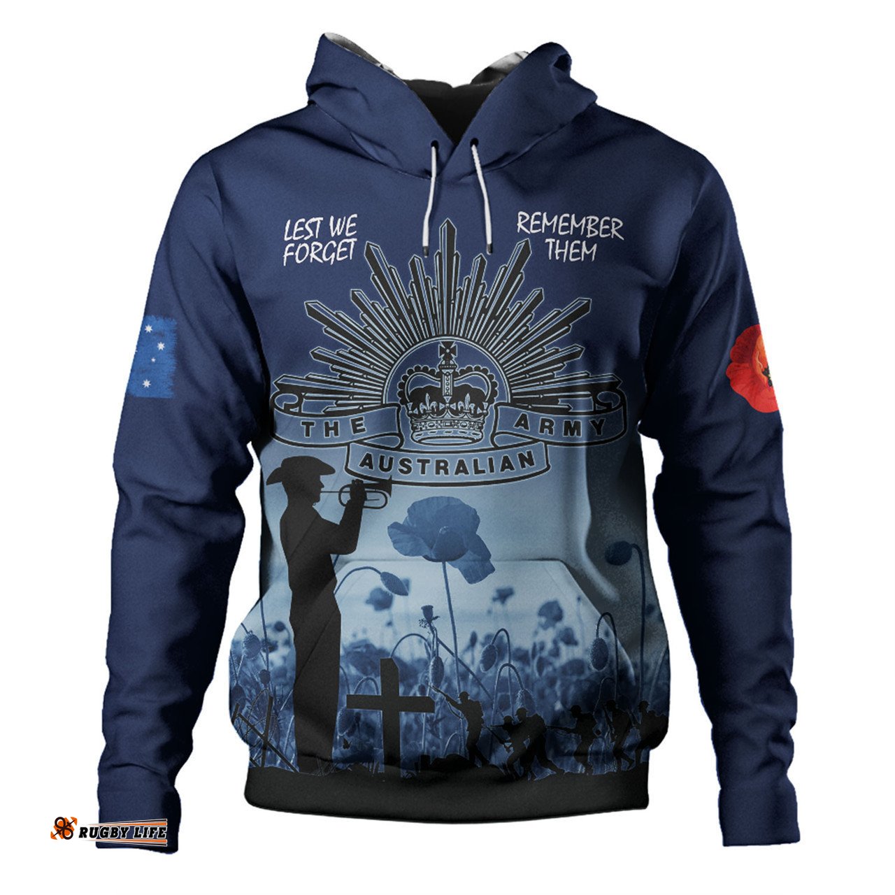 australia anzac day hoodie - lest we forget blue hoodie