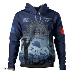australia anzac day hoodie - lest we forget blue hoodie