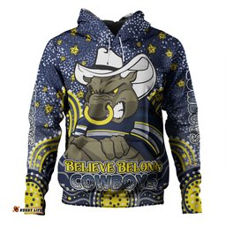 north queensland cowboys custom hoodie - custom with aboriginal inspired style of dot painting patterns  hoodie
