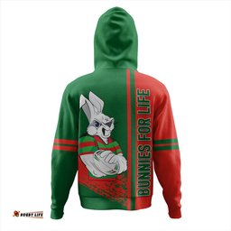 south sydney rabbitohs hoodie - rabbits mascot quater style
