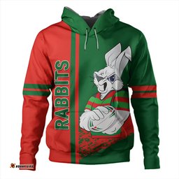 south sydney rabbitohs hoodie - rabbits mascot quater style