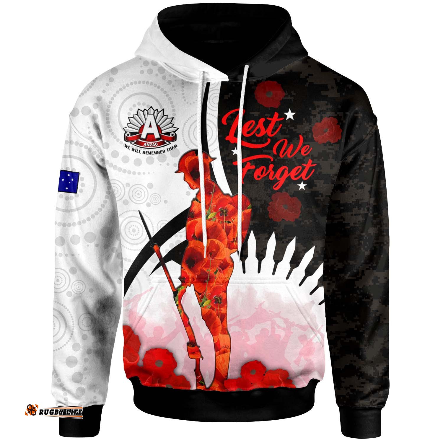 australia anzac day hoodie custom lest we forget poppies soldier blood in my heroes hoodie