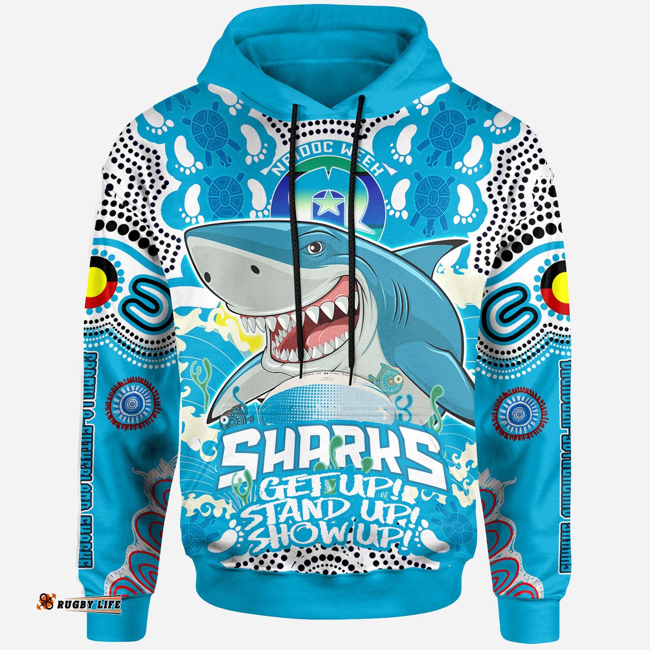 cronulla-sutherland sharks naidoc week hoodie - custom indigenous sharkies naidoc week celebrations hoodie