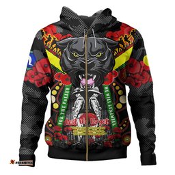 penrith panthers anzac custom hoodie - remembrance chocolate soldiers anzac day with poppy flower