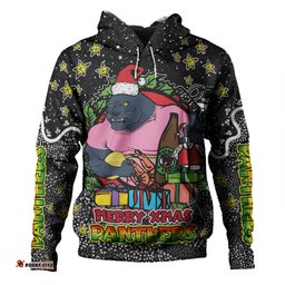 penrith panthers christmas custom hoodie - merry christmas our beloved team with aboriginal dot art pattern hoodie