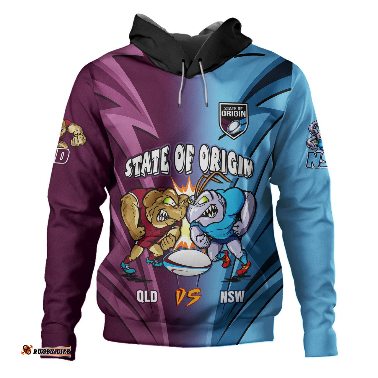 queensland maroons hoodie custom state of origin 2024 tough fan rugby for life qld vs nsw ver 2