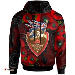 australia anzac day hoodie aboriginal inspired art background with lizard poppy flowers