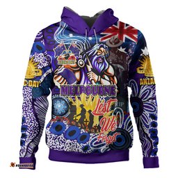 melbourne storm anzac custom hoodie - indigenous melbourne storm australia and nz anzac day aboriginal inspired hoodie