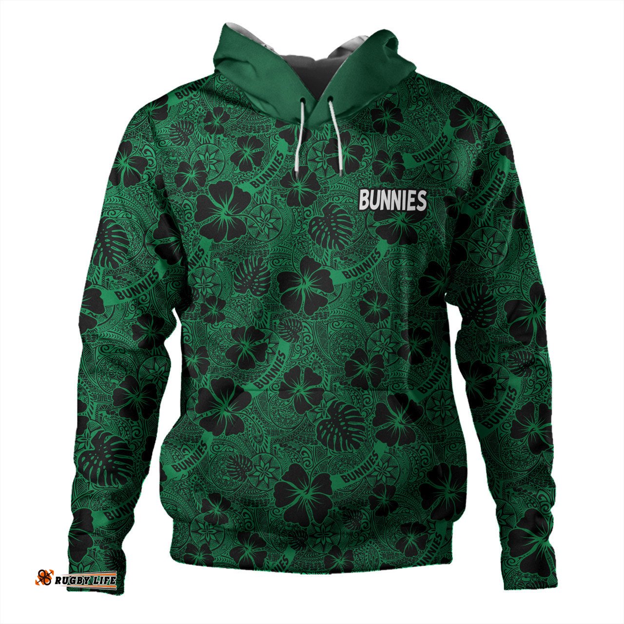 south sydney rabbitohs hoodie - scream with tropical patterns