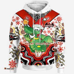 st. george illawarra dragons christmas hoodie - custom christmas green dragons indigenous hoodie