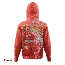redcliffe dolphins hoodie aboriginal indigenous naidoc week dreamtime dot painting with flag