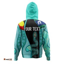 australia aboriginal custom hoodie - turquoise indigenous rainbow serpent inspired hoodie