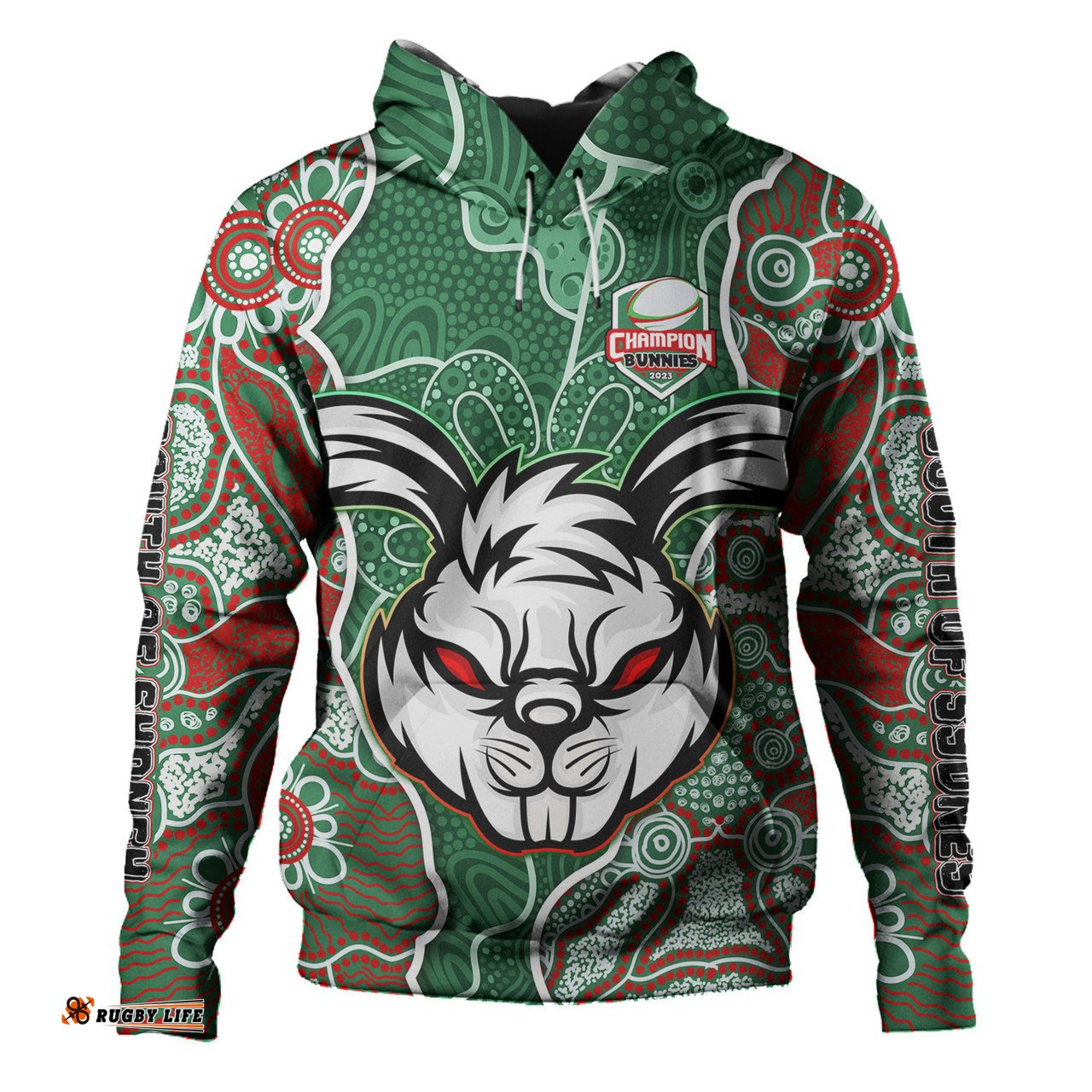 south sydney rabbitohs grand final custom hoodie - custom rabbitohs with contemporary style of aboriginal painting hoodie