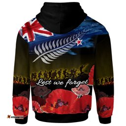 new zealand warriors anzac day hoodie - soldier with poppies flowers