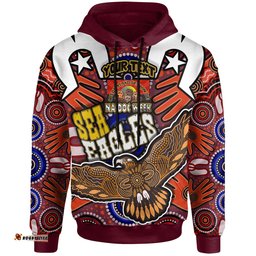 australia sea eagles hoodie - custom naidoc week eagle aboriginal inspired dot artwork ''get up, stand up, show up'' aboriginal inspired culture hoodie
