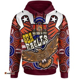 australia sea eagles hoodie - custom naidoc week eagle aboriginal inspired dot artwork ''get up, stand up, show up'' aboriginal inspired culture hoodie