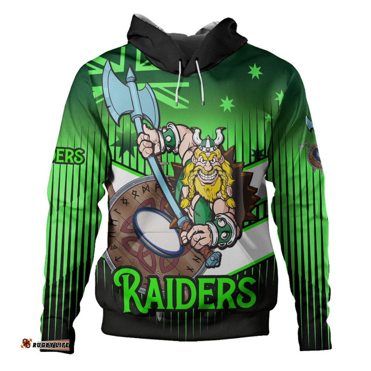 canberra raiders hoodie - canberra raiders mascot with australia flag