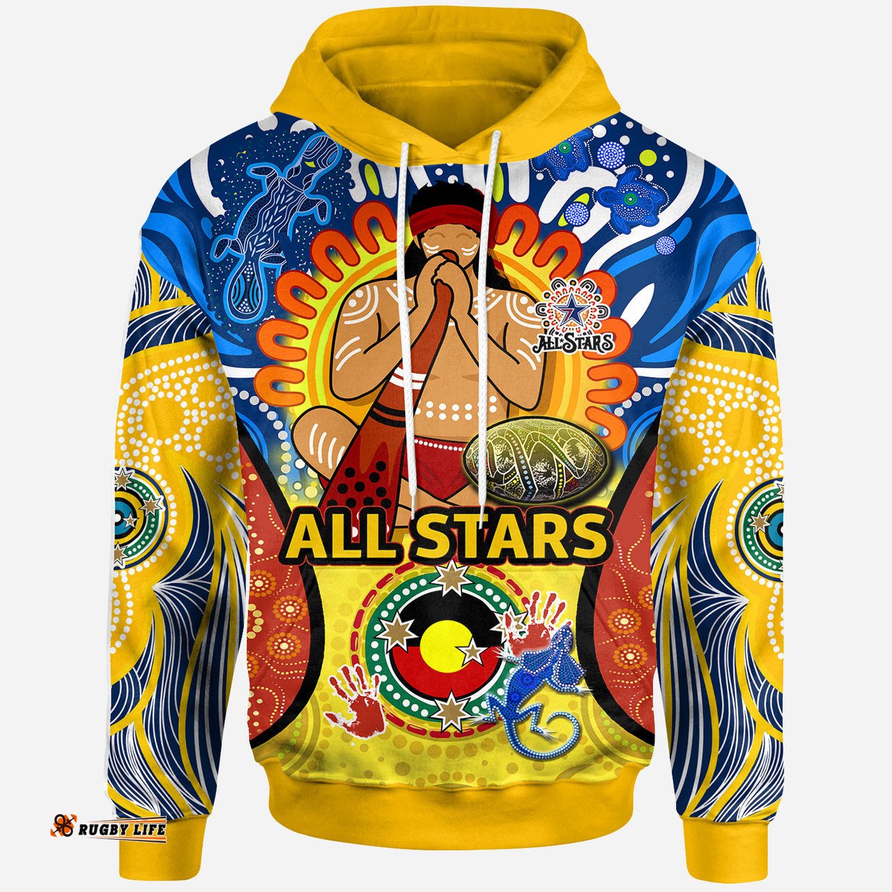 indigenous all stars hoodie - custom indigenous dreamtime team with didgeridoo and flag hoodie