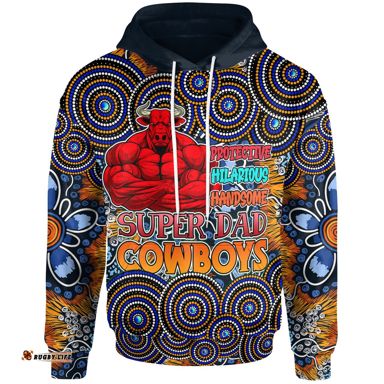 north queensland cowboys hoodie - custom father's day north queensland cowboys aussie super dad hoodie