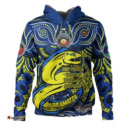 parramatta eels hoodie celebrating naidoc week 2024 aboriginal dot art inspired
