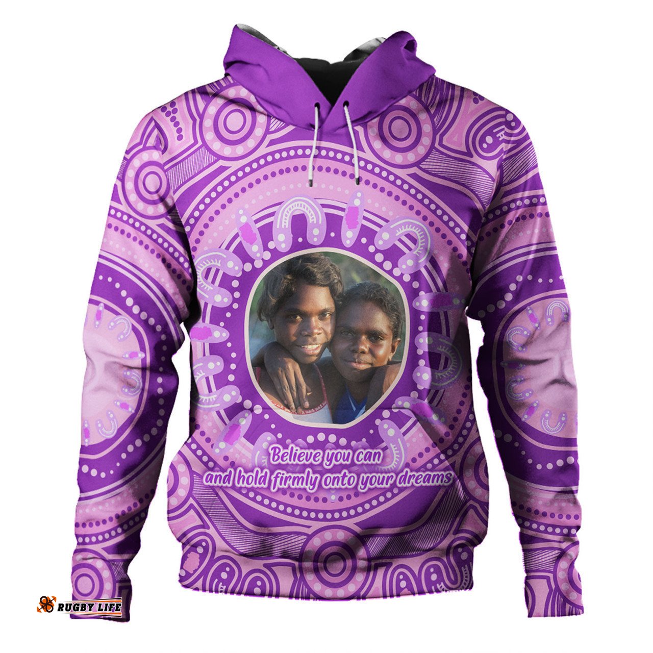 australia aboriginal custom hoodie - believe you can and hold firmly onto your dreams personalised photo (purple) hoodie