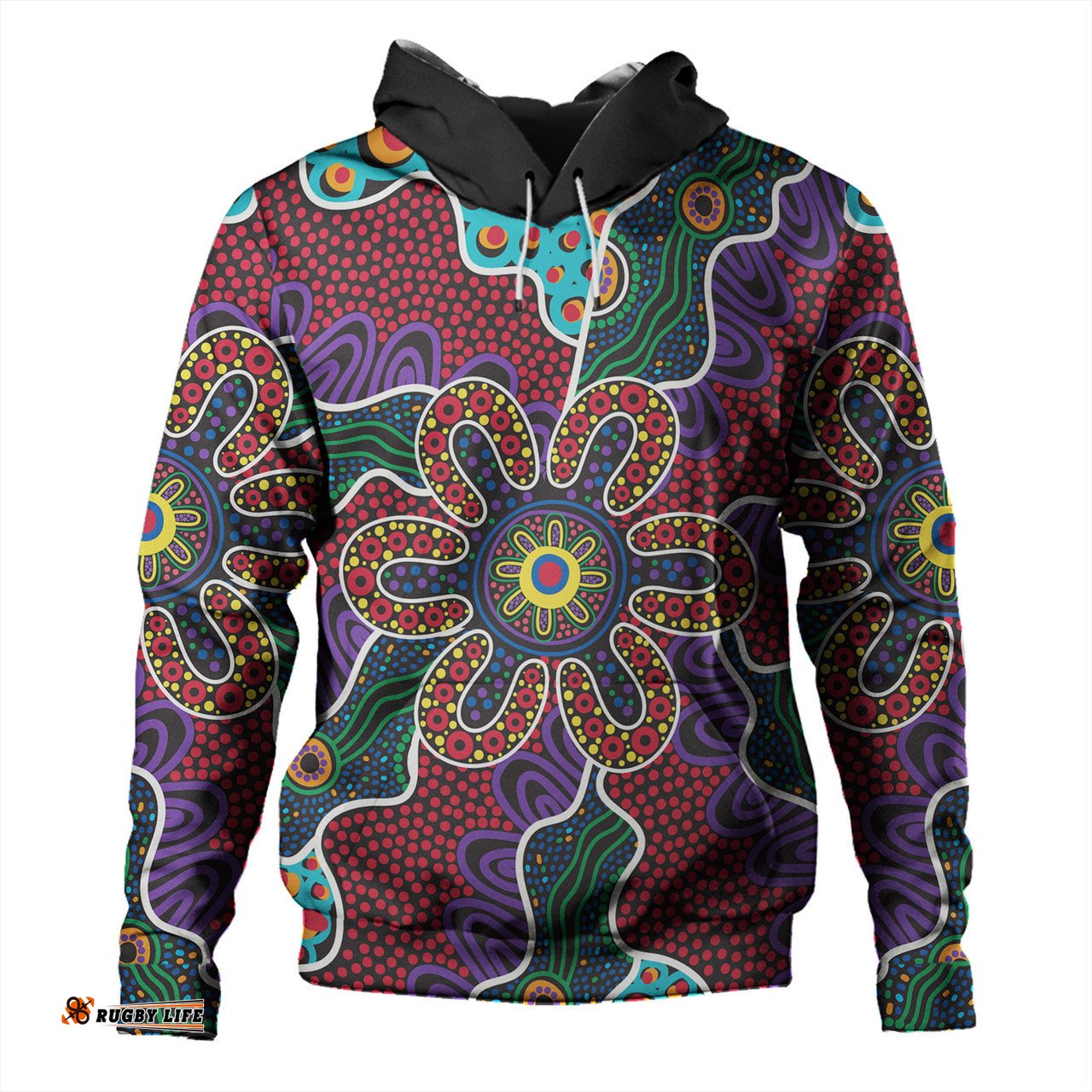 australia aboriginal hoodie - aboriginal dot art color inspired hoodie