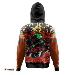 south sydney rabbitohs camouflage anzac custom hoodie - souths anzac day lest we forget spirit hoodie