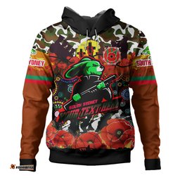 south sydney rabbitohs camouflage anzac custom hoodie - souths anzac day lest we forget spirit hoodie