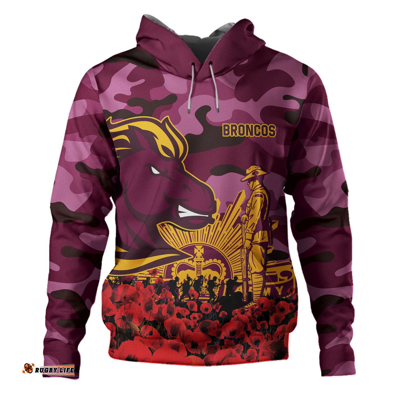 brisbane broncos hoodie - brisbane broncos anzac day lest we forget