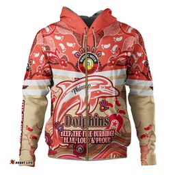 redcliffe dolphins hoodie custom naidoc keep the fire burning! blak, loud & proud home jersey