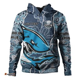 cronulla-sutherland sharks  grand final custom hoodie - custom cronulla-sutherland sharks  and sutherland sharkies with contemporary style of aboriginal painting hoodie