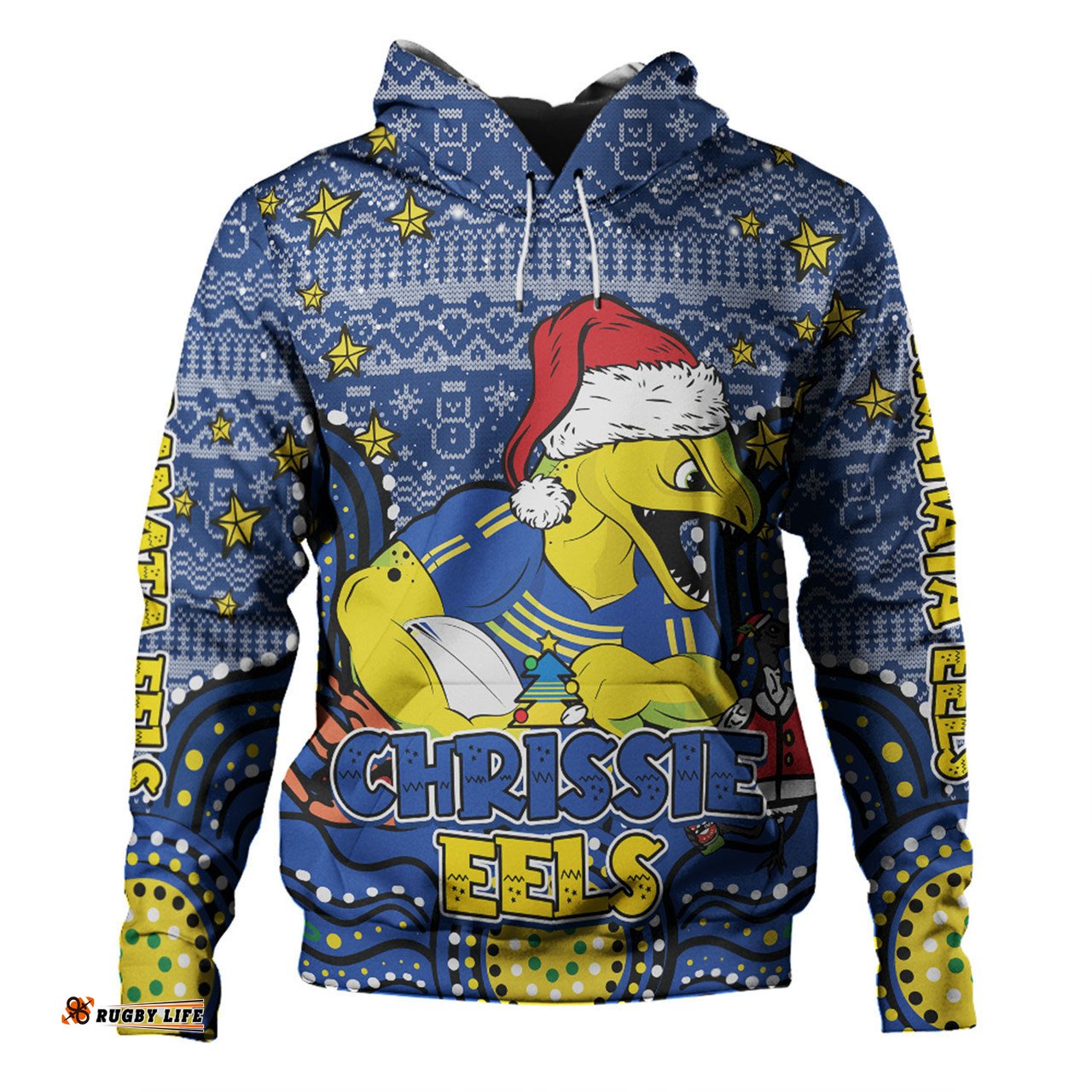 parramatta eels christmas custom hoodie - christmas knit patterns vintage jersey ugly hoodie