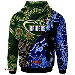 canberra raiders hoodie - custom canberra raiders team with aboriginal inspired dot painting and indigenous pattern