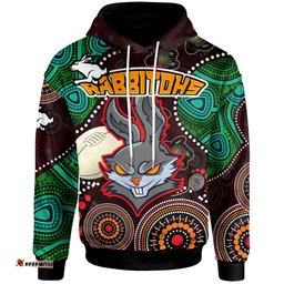 south sydney rabbitohs hoodie - south sydney rabbitohs team of decade aboriginal inspired dot painting style