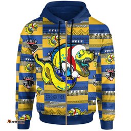 parramatta eels christmas hoodie - custom parramatta eels merry christmas random square pattern hoodie