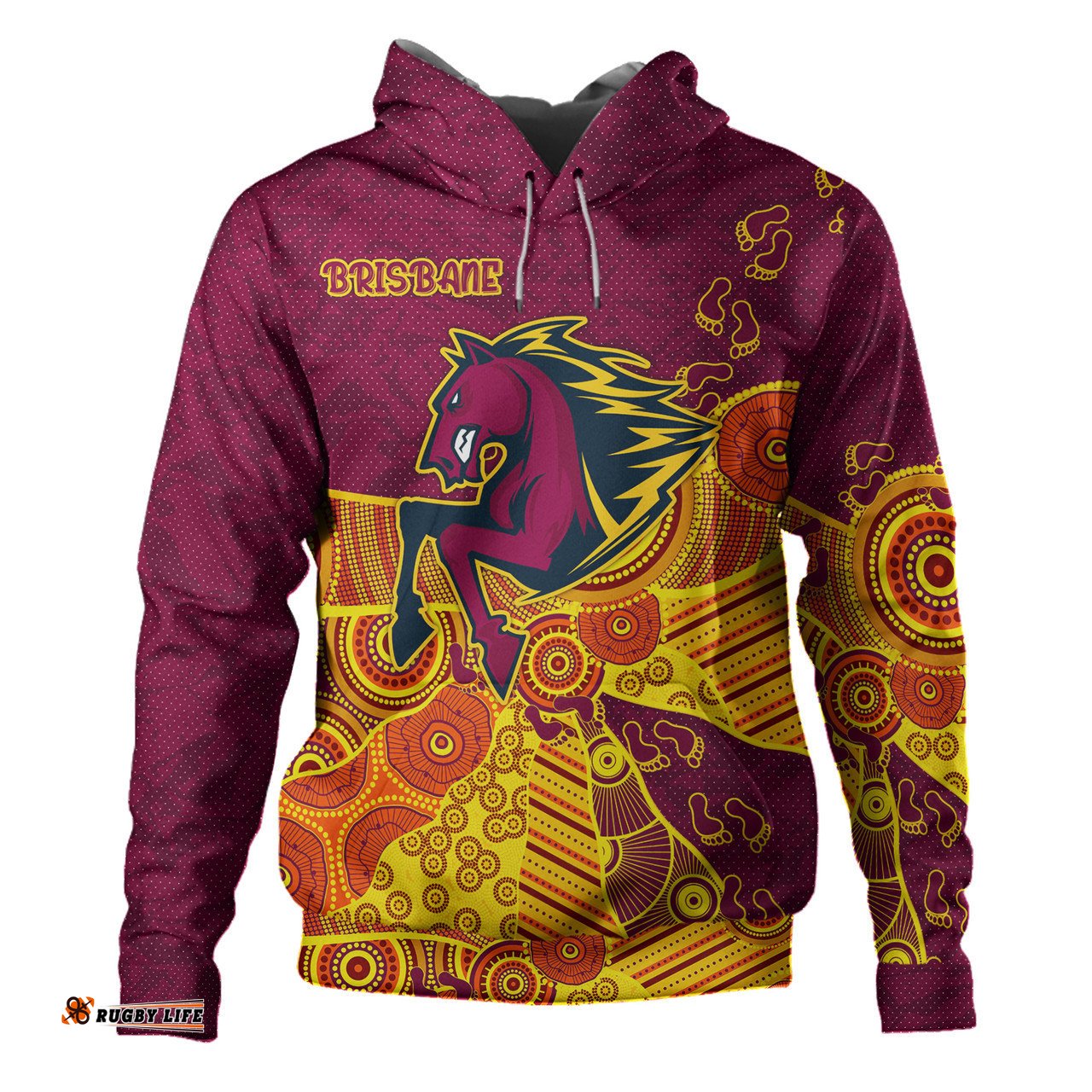 brisbane broncos hoodie - custom indigenous broncos footprints hoodie