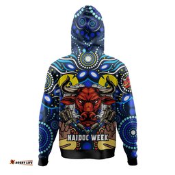 north queensland cowboys naidoc custom hoodie - aboriginal inspired dot painting style hoodie