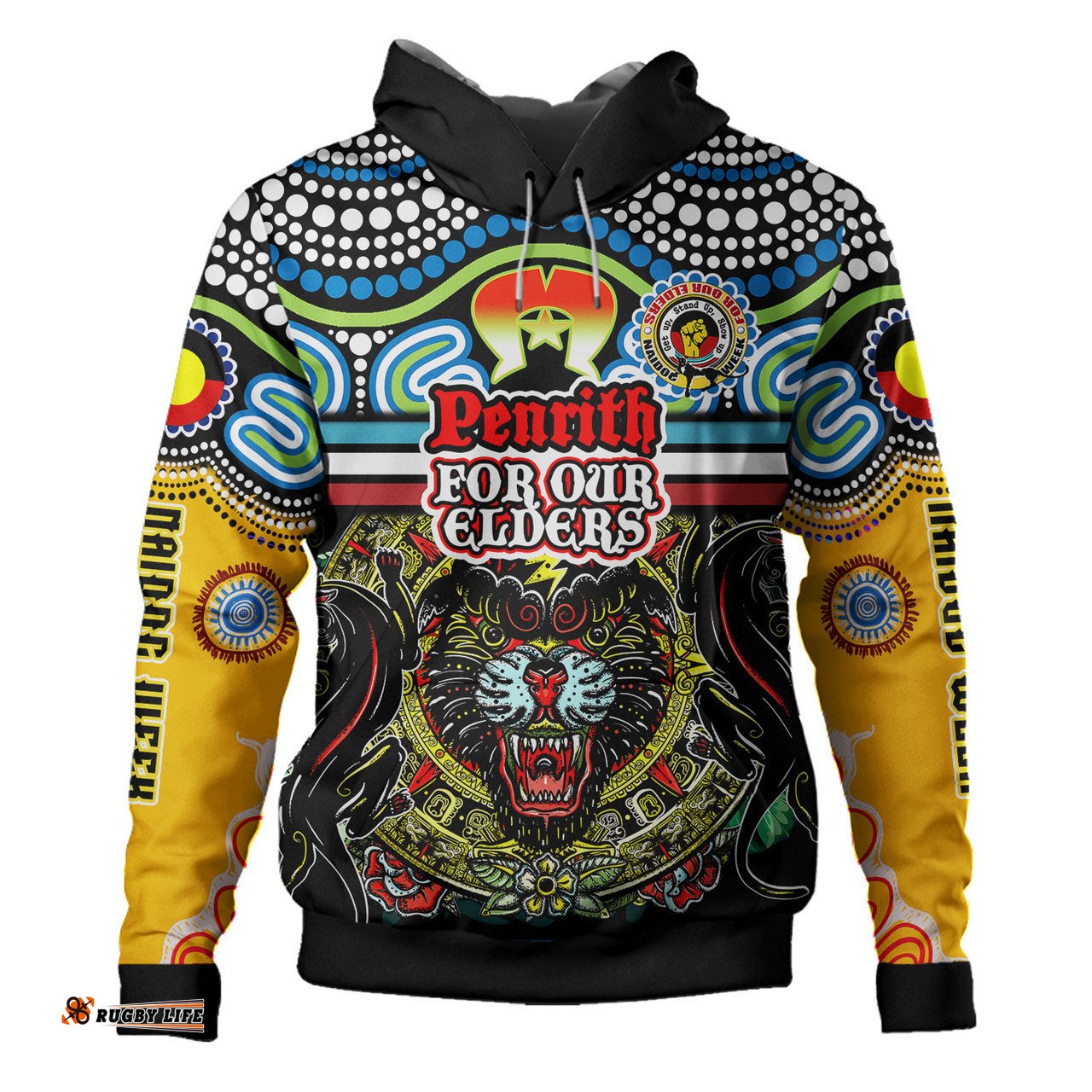 penrith panthers naidoc hoodie - custom penrith panthers naidoc week for our elders vintage style hoodie