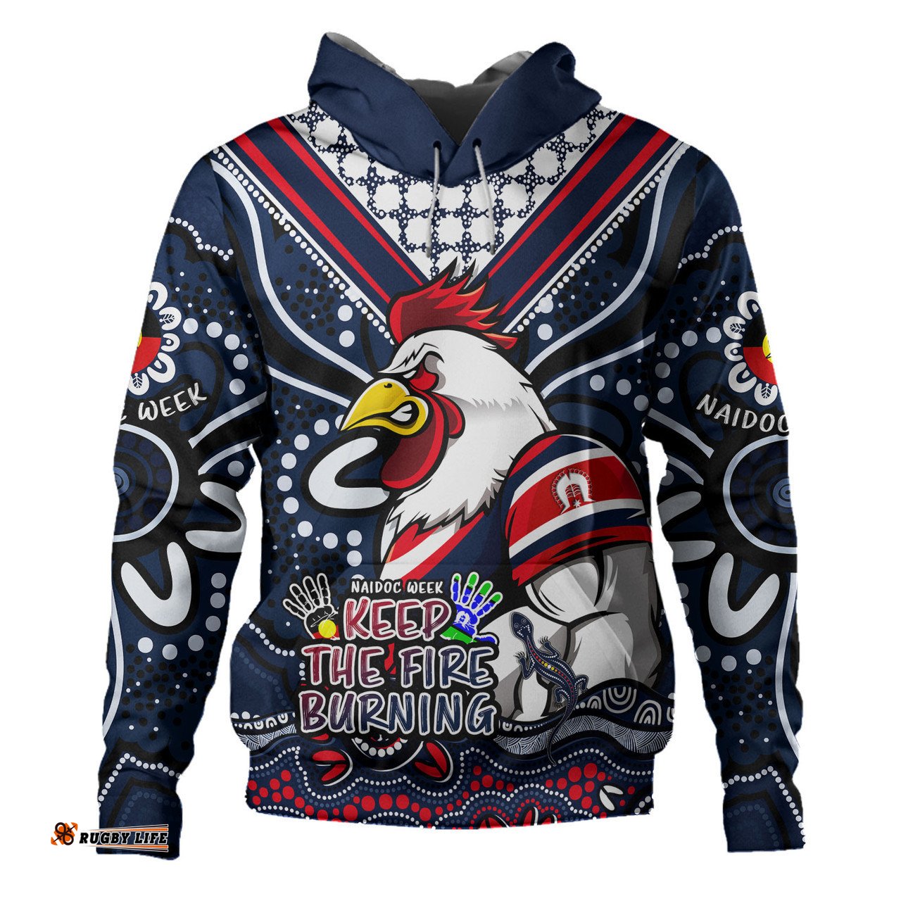 sydney roosters hoodie aboriginal inspired naidoc week custom for die hard fan supporters