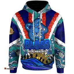 blues rugby hoodie - custom anzac aussie blues and aboriginal inspired pattern hoodie