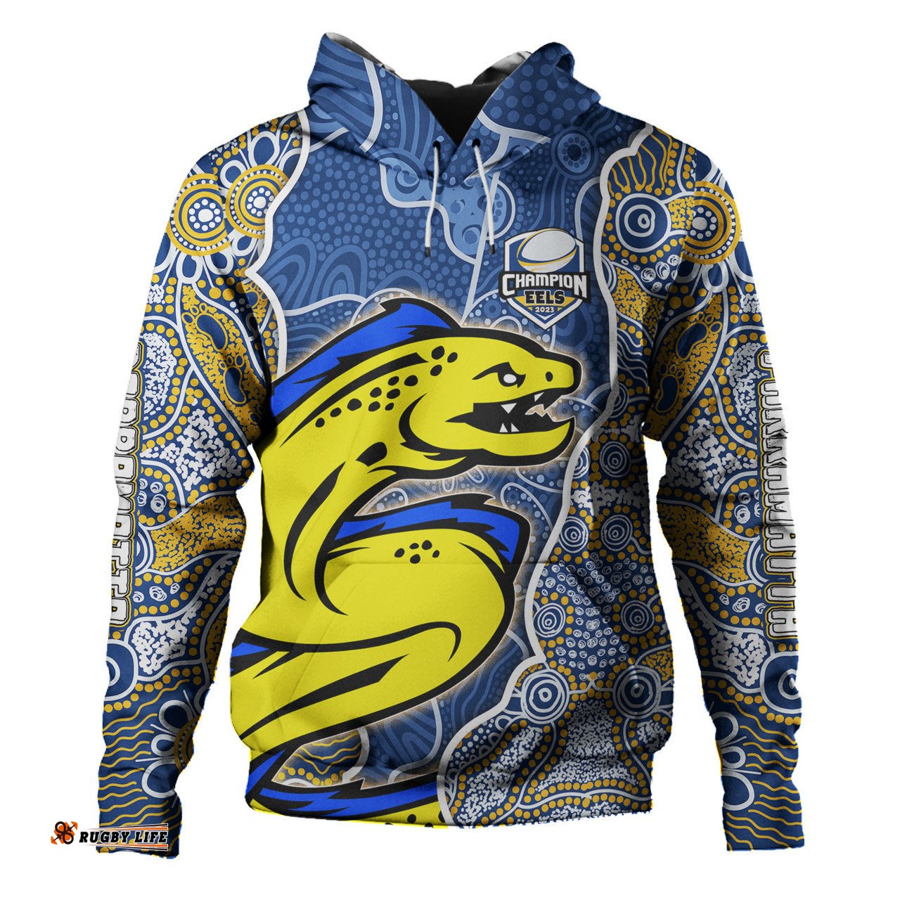 parramatta eels grand final custom hoodie - custom parramatta eels with contemporary style of aboriginal painting hoodie